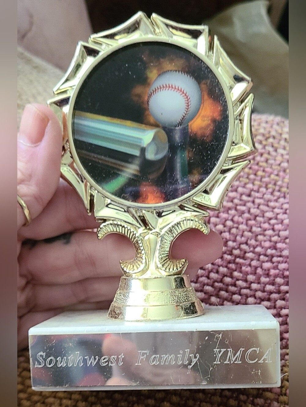 Marble Base Gold YMCA 1990s T-Ball Trophy